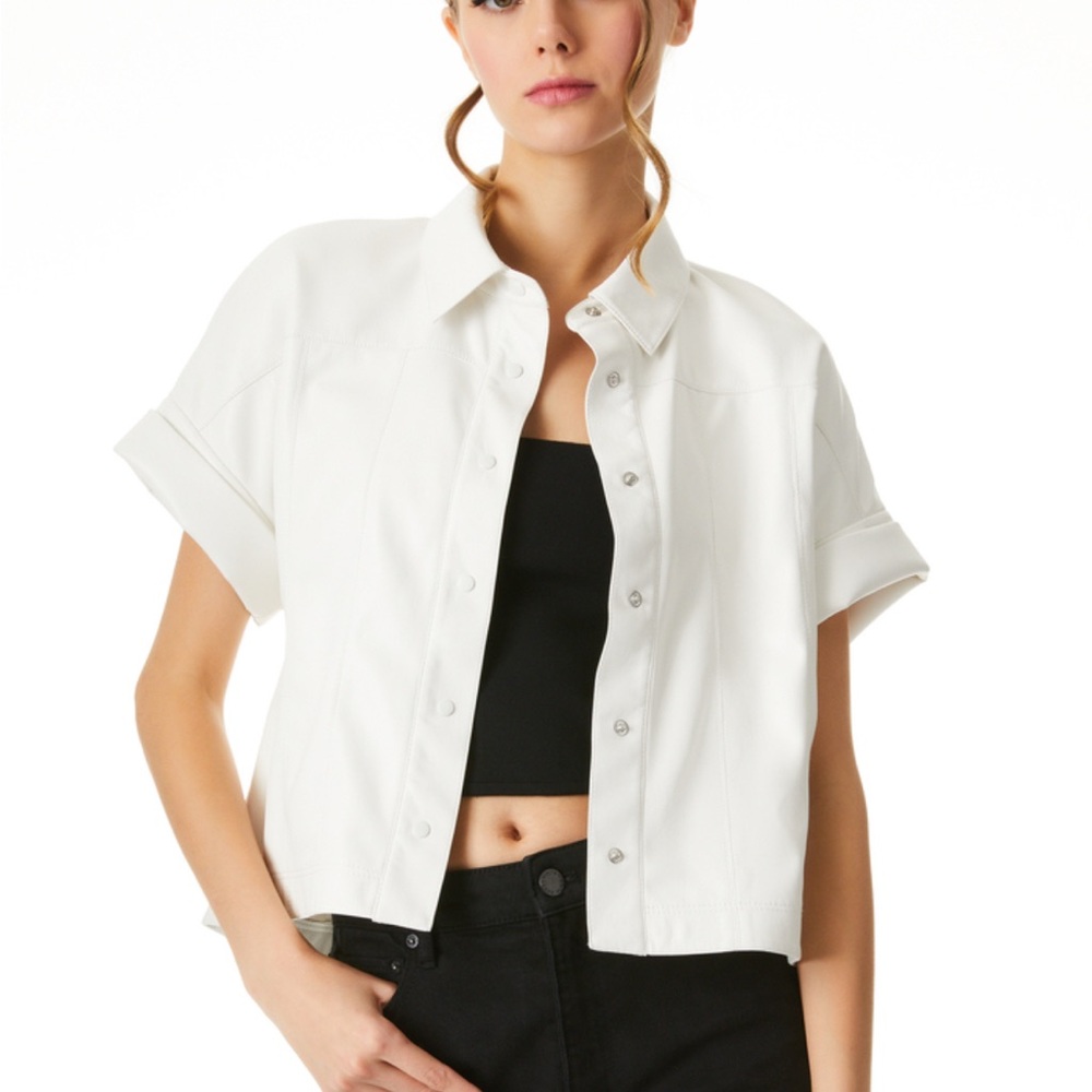 Alice + Olivia White Button-Down Shirt